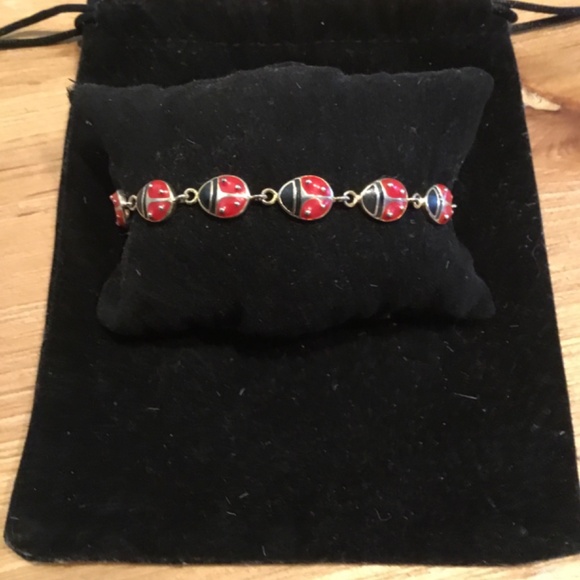 🐞 Ladybug Sterling Rhodium Bracelet, Marked FAS 🐞 - Picture 3 of 9